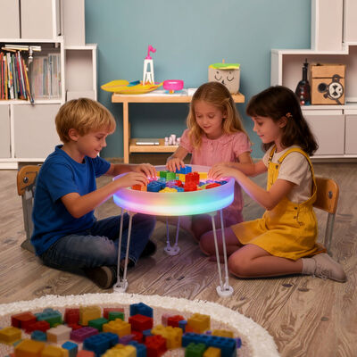 Buen precio Mesa de dibujo con luz LED y brillo, juego interactivo, escritorio de arte de arena con cambio de color, juguetes para resolver problemas para guardería y preescolar en línea