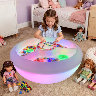 Buen precio Mesas de arena LED para niños, multifuncionales, con luz, escritorio de dibujo de arena para niños, juguetes educativos Montessori para niños pequeños en línea