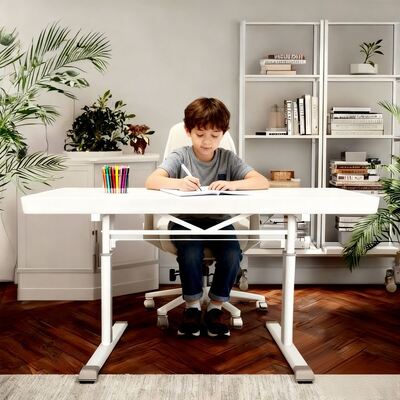 Bom preço Mesa de escritório em pé ajustável em altura com iluminação inteligente, para computador, jogos, sentar e ficar em pé, mesas de trabalho, secretárias infantis para quarto on-line