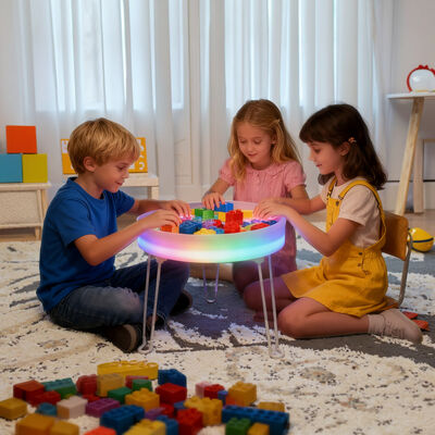 Calidad Muebles para niños modernos Conjuntos de luz redonda LED Mesa sensorial para niños Multicolor Nórdico Juguetes educativos inteligentes Muebles para sala de estar Fábrica