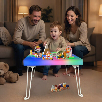 Guter Preis Intelligenter LED-Kindertisch, faltbar, Touch-Steuerung mit Musik-Player, Aktivitätstisch mit Tragegriff, langlebiger LED-Spieltisch für Schule oder Schlafzimmer Online