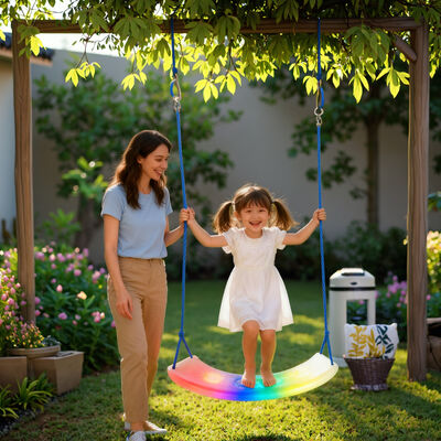 Guter Preis Kinderspielplatz LED-Terrassenschaukel-Set mit farbwechselndem Kunststoff-Schwingsitz zum Spielen mit Kinderspielprodukten Schaukel Online