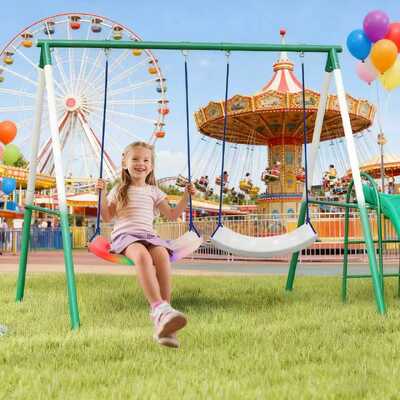 Buen precio Columpio de patio al aire libre para niños con asiento de columpio de plástico que cambia de color para jugar con el parque infantil de columpios para niños en línea