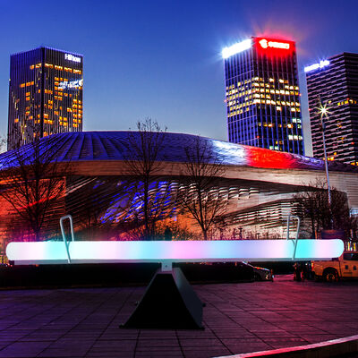 Harga bagus Desain Modern LED Peralatan Hiburan Taman Luar Ruang Besar Swing Seesaw Kursi Bahan Plastik untuk Anak Taman Hiburan on line