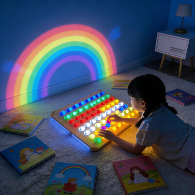 お買い得 カラフルペグ付き感覚LEDアクティビティライトパネル – 子供向けインタラクティブDIYプレイウォール オンライン