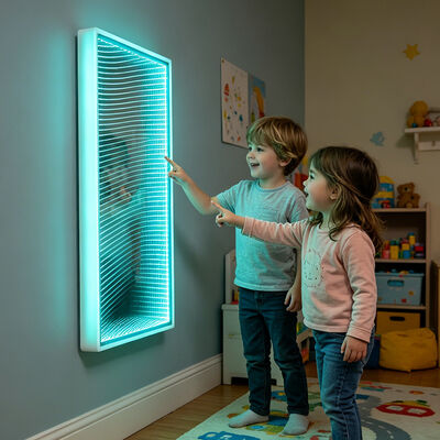 Rectangle Infinity Tunnel Light | RGB LED Wall Lamp for Game Room & Bar
