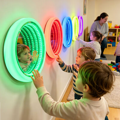 Kwaliteit Ronde PE Infinity tunnellamp – ronde RGB LED-afgrondspiegel voor muur, afstandsbediening 16 kleuren, portaaleffect voor slaapkamer, gaminghoek, meditatie Fabriek