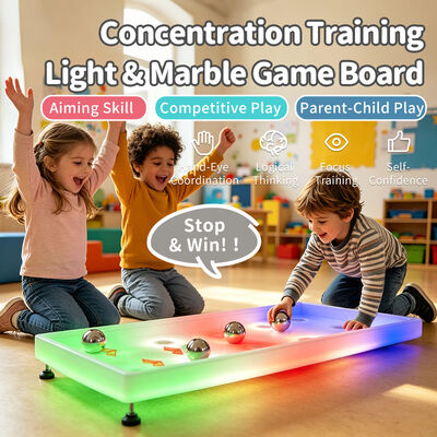 คุณภาพ บอร์ดเกมลูกบอลกลิ้งเส้นทางแสง - ของเล่นโบว์ลิ่งขึ้นเนิน LED พร้อมลูกบอลสแตนเลส 4 ลูก โต๊ะกิจกรรมประสาทสัมผัสกันน้ำแบบชาร์จไฟได้สำหรับเด็ก 3+ โรงงาน