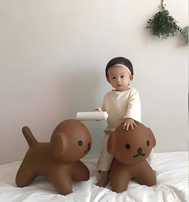 Quality Cute Puppy Stool for Kids – Eco-Friendly PE Toddler Chair with Anti-Slip Tail Design, Brown factory