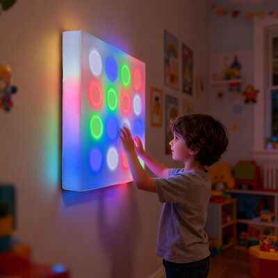 Ποιότητα Διαδραστικό LED Sensory Wall Panel με 16 RGB LED, 4400mAh επαναφορτιζόμενη μπαταρία και Premium PE υλικό για αυτιστικά παιδιά Εργοστάσιο