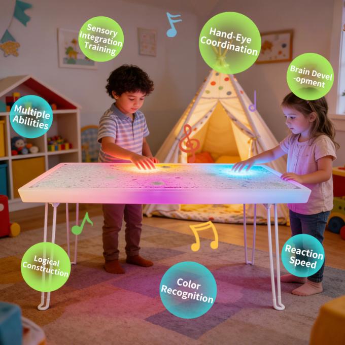 Kids LED Sensory Play Table with Touch Music – Foldable Interactive ...